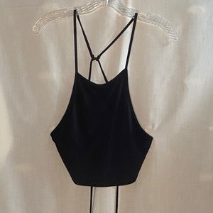 Garage Black Cropped Backless Strappy Tank